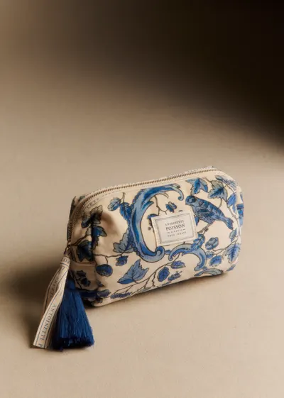 Trousse de beauté - Sézane x Antoinette Poisson - Imprimé Oiseaux Bleus