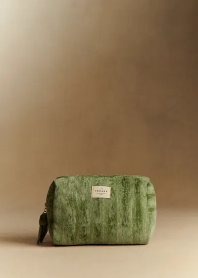 Trousse de toilette velours milleraie - Sauge