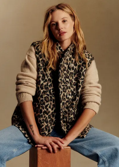 Veste Carlo - Jacquard Leopard brun - Création Rose