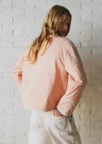 Veste Dakota - Sézane x SEA NY - Broderie Contrastée Écru Fond Rose Pastel — view 5