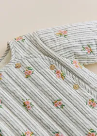 Veste Fanny - Rayures Broderies Fleurs — view 2