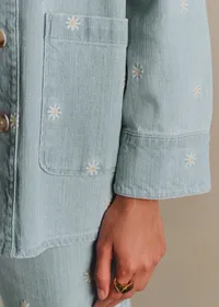 Veste Gabin - Broderie Écru Fond Bleach — view 3