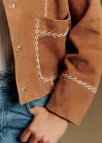 Veste Giuseppe - Camel Croisillons Ecru — view 4