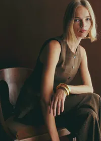 Veste Redo - Carreaux Marron Foncé Orange — view 2