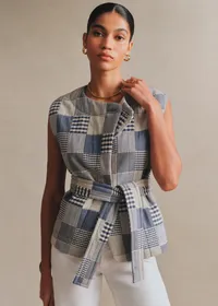 Veste Sebastine - Patchwork Carreaux Bleu — view 2