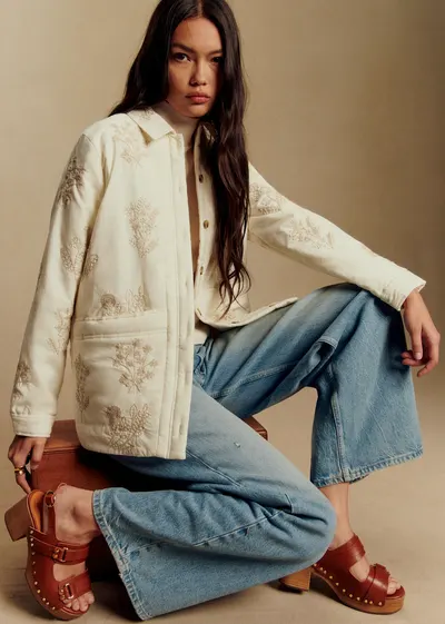 Veste Will - Sézane x Baziszt - Primerose Ecru Fond Beige